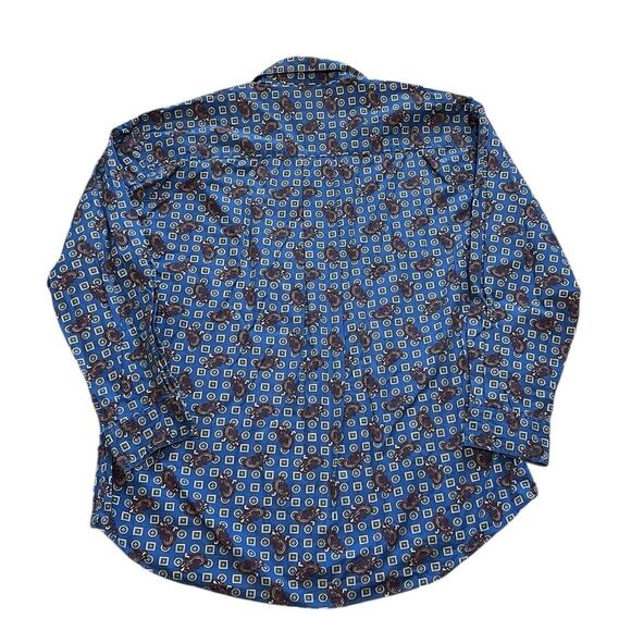 Vintage 90s Men's XL Shirt JT BECKETT Paisley Geometric Button Down Shirt - Picture 4 of 5